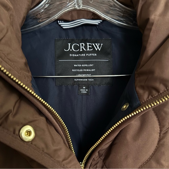 J.Crew Signature Puffer Vest Chocolate with Gold Accents - Picture 2 of 7